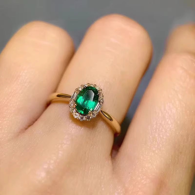 Adjustable Emerald-Style Sterling Plated Ring
