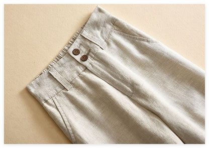 HighWaist Linen Pantalona