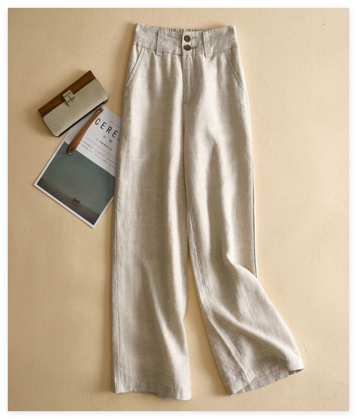 HighWaist Linen Pantalona