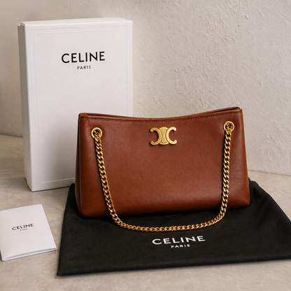 Celine Leather Chain Shoulder Bag