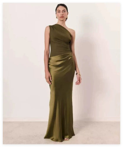 Maxi Satin One Shoulder Gown
